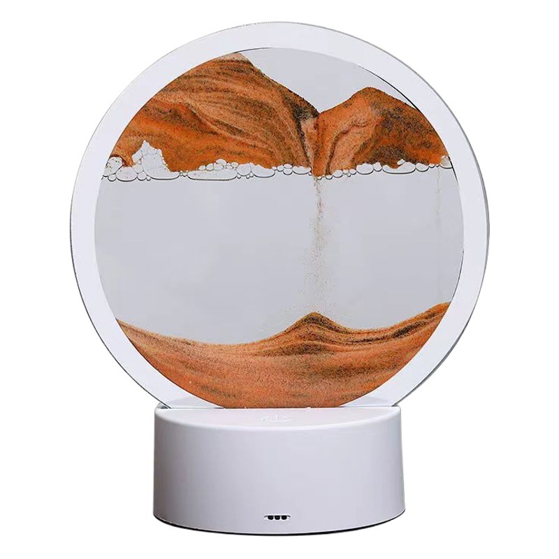 Amazon quicksand painting night light ornaments dynamic hourglass lamp 3d creative decompression table lamp bedroom bedside lamp