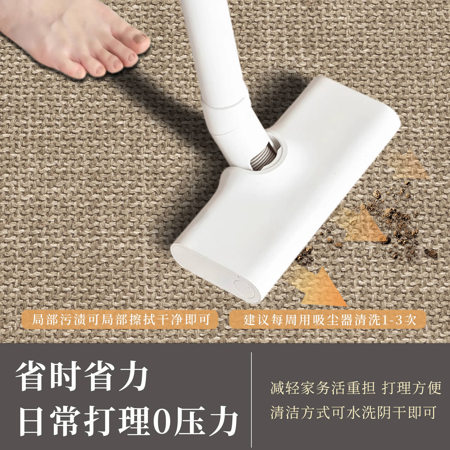 Picture of High-grade linen round living room carpet non-slip dirt-resistant dust removal mat woven pattern solid color bedroom study chair cushion