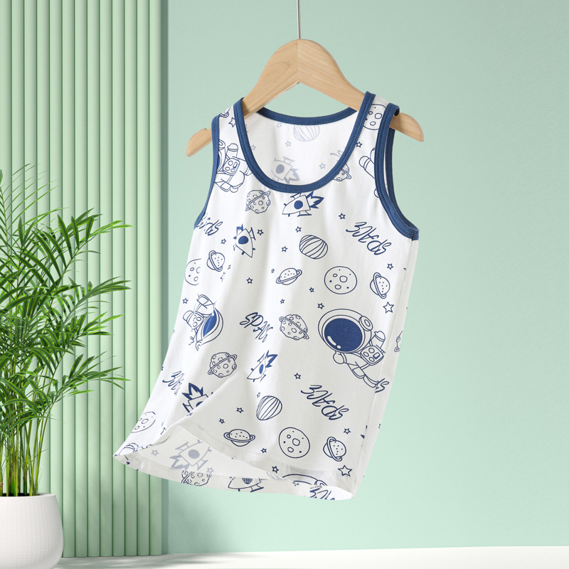 Picture of Summer New Children's Vest Pure Cotton Lycra Thin Top Boys' Girls' Baby Children's Wear Inner Base Vest