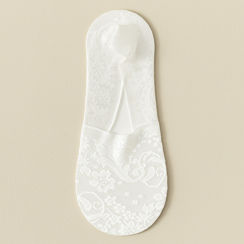 Picture of Deep Jacquard Lace Women's Boat Socks Spring and Summer Sweat-absorbent Invisible Boat Socks Women's Thin Shallow Mouth Low-side Boat Socks for Children
