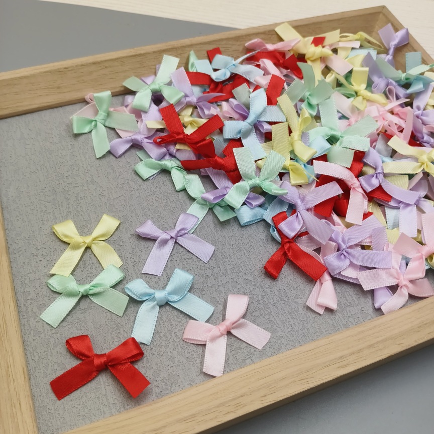 50 Pieces Price B21 Commonly Used Color Hand-Made 1cm Single-Sided Satin Ribbon Bow about 3.8-4.5cm Other Summer