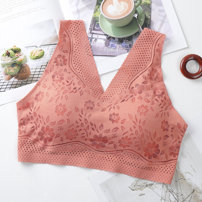 Picture of Seamless Underwear Women's Non-Rim Bra Sexy Lace Beautiful Back Women's Sports Vest Push-Up Bra Breathable Thin