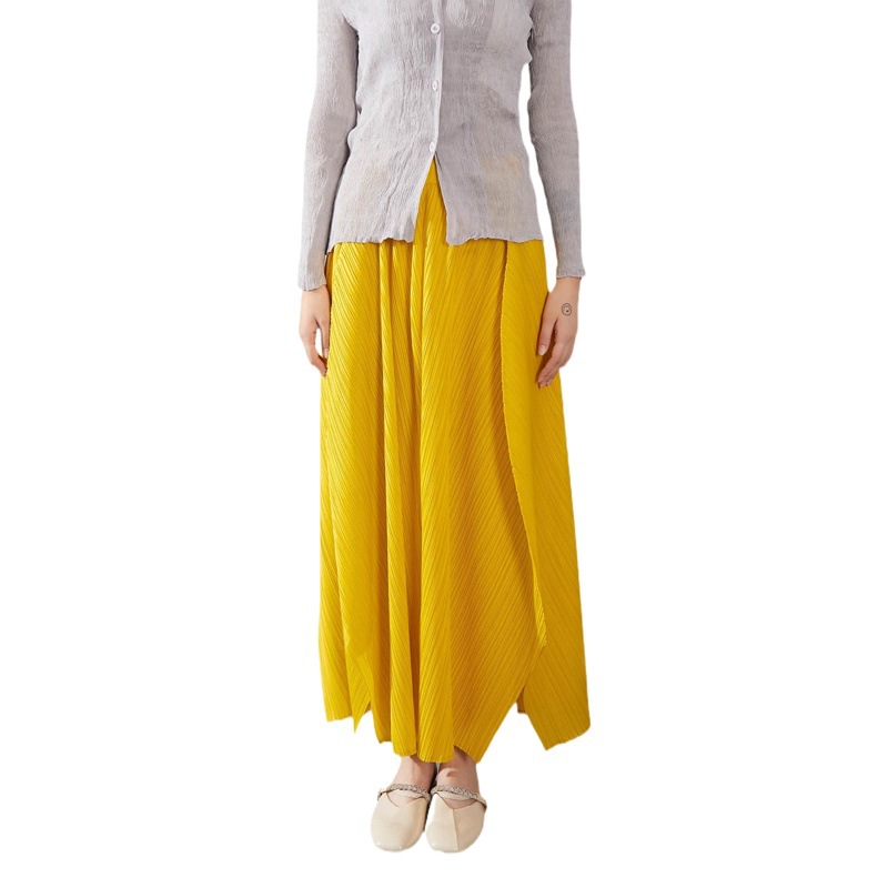 Summer New Pleated A- line High Waist Skirt Women's Miyake Design Niche Loose Irregular Slim Pleated Skirt