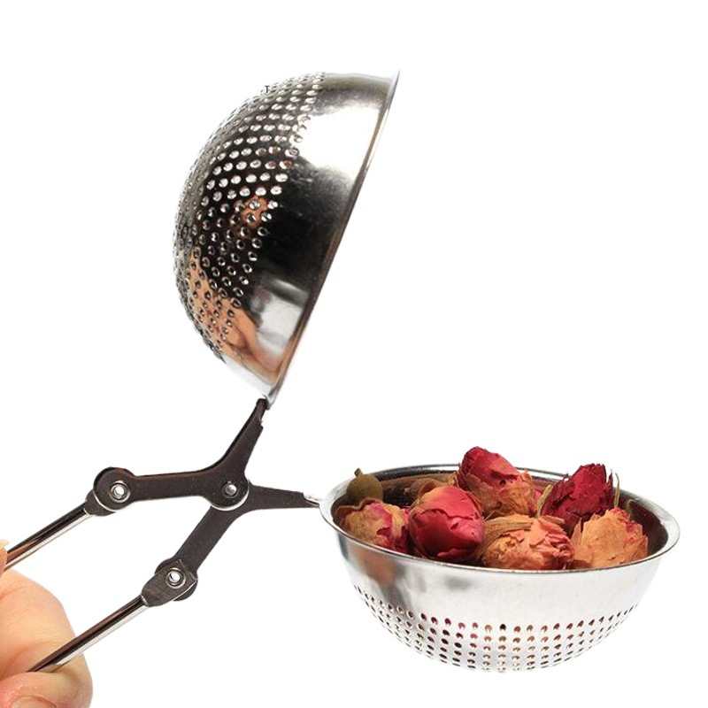 Picture of Modern simple 304 stainless steel tea drain handle round ball tea strainer with handle tea ball spot tea strainer wholesale