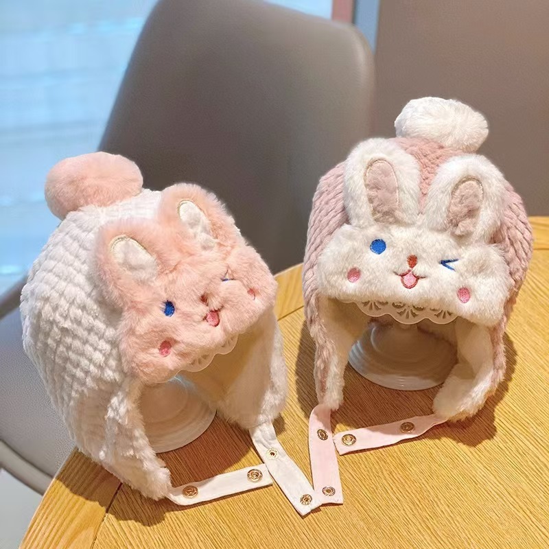 Baby Hat Autumn and Winter Baby Lei Feng Hat Winter Girls' fleece-lined Ear Protection Hat for Baby Girls Warm Foreign-style
