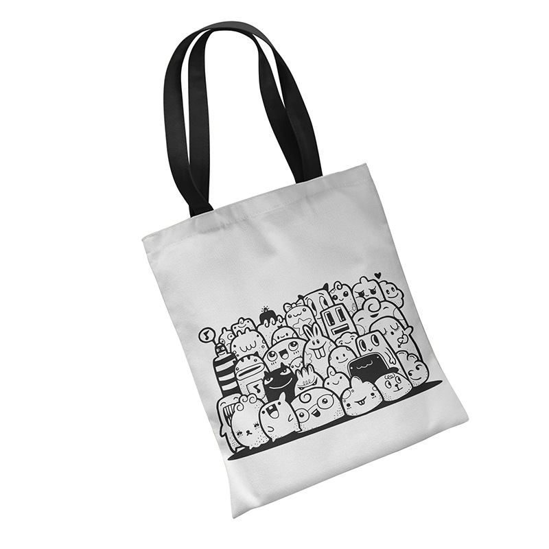 Picture of Amazon new diy coloring canvas bag graffiti cartoon hand-painted bag student bag women's shoulder bag canvas bag