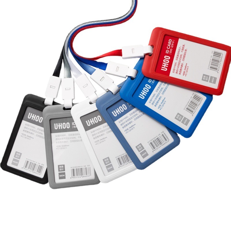 Plastic work permit push factory card work card student badge tag employee lanyard ID card holder wholesale