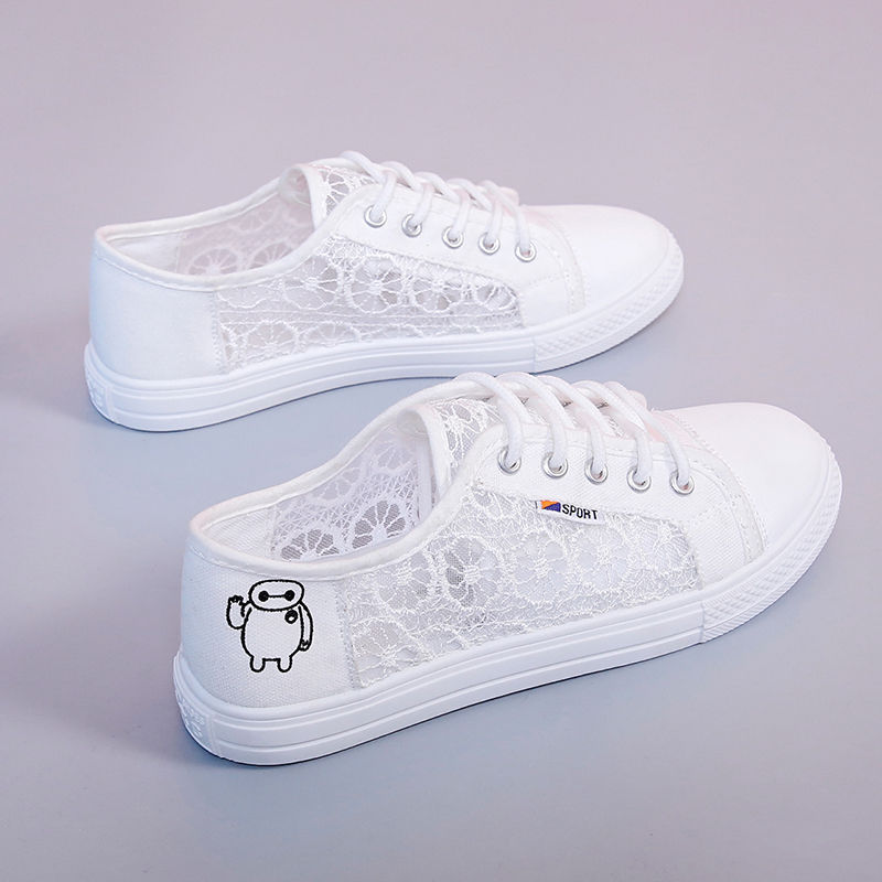 2024 Mesh Shoes Women's Korean Style White Shoes New Style Mesh sneaker Women's Breathable All-match Summer Non-slip Casual Shoes