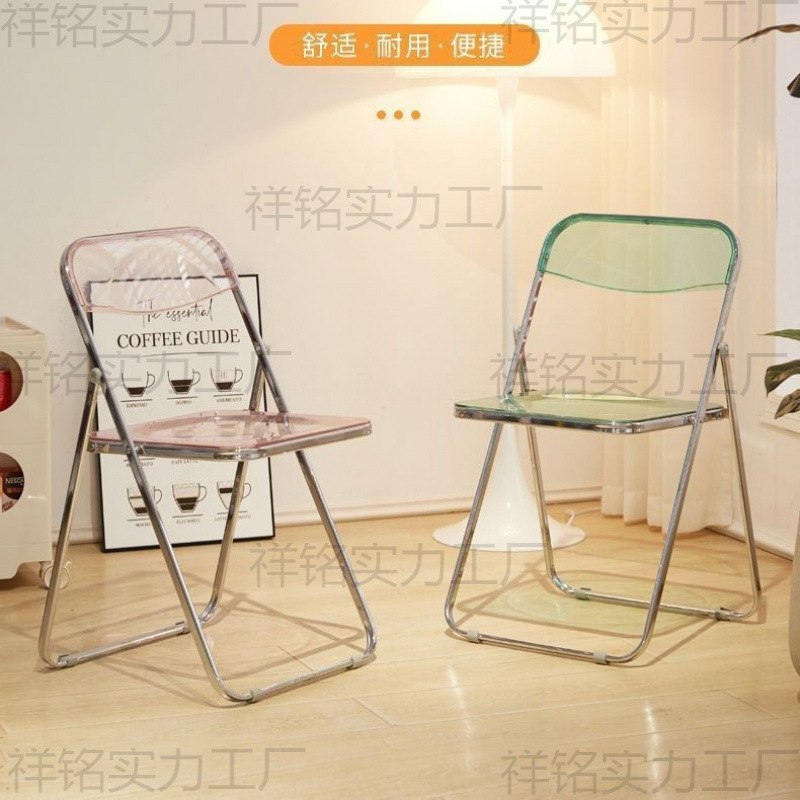 Nordic Acrylic Fashion Internet Celebrity Makeup Stool Backrest Dining Chair Plastic Transparent Chair Crystal Photo Chair