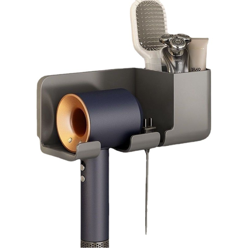 Hair Dryer Storage Rack Bathroom Bathroom Punch-Free Hair Dryer Holder Multi-Functional Wall-Mounted Hair Dryer Rack