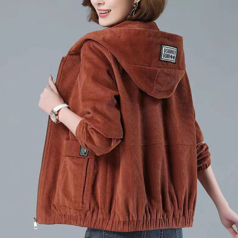 Picture of 2024 autumn and winter new corduroy coat women's casual plus size loose slim fashion mother's western style coat