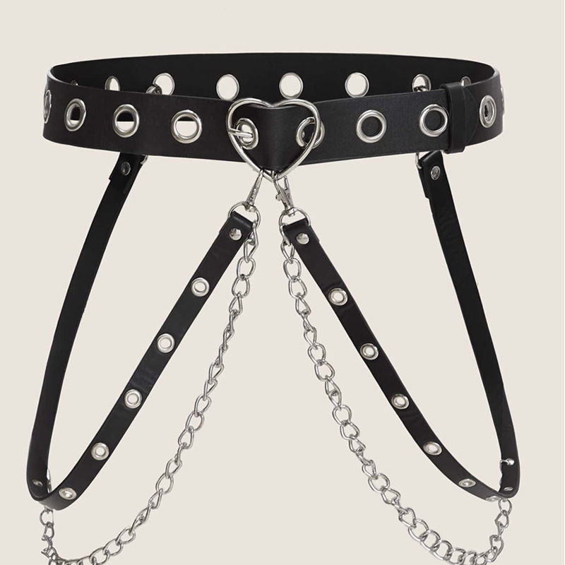 Harajuku Dark Girl Punk Goth Style Heart Buckle Belt Decoration Jk Waist Chain Chain Strap Cool