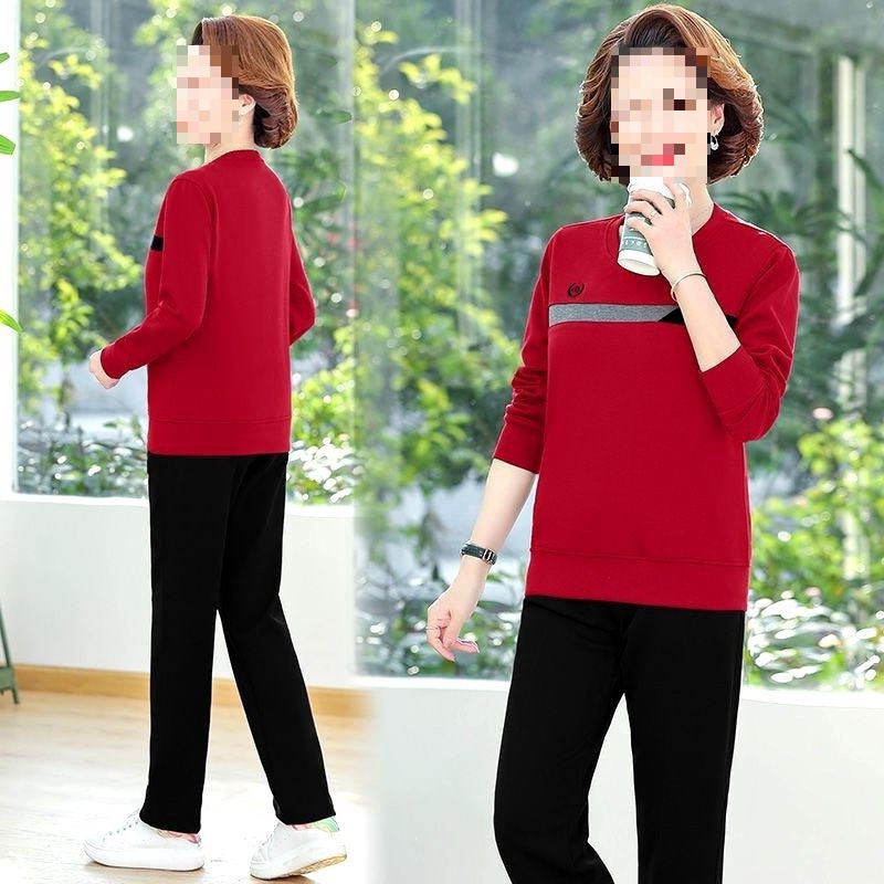 Picture of Southeast Asia cross-border 2023 spring and autumn sportswear suit middle-aged and elderly women's wear mom running casual two-piece suit