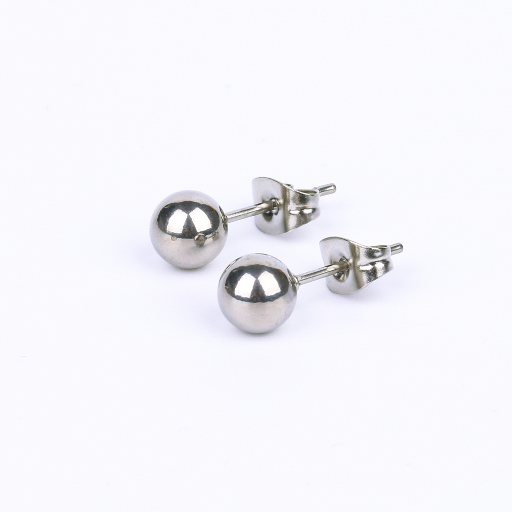 Picture of Factory direct stainless steel titanium steel ball steel ball fine needle earrings steel ball Beanbean earrings earrings round ball earrings
