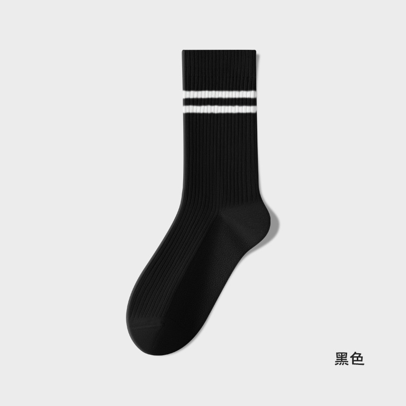 Picture of dopamine socks women's parallel bars mid-tube socks summer thin cotton sweat-absorbent sports socks summer striped boneless stockings