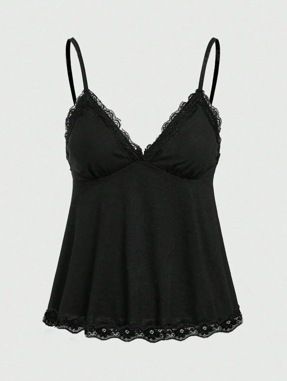 Thousand Baiyi, Thirteen Lines, Spring and Summer, Dark Style, Lace Strap, Sexy V-Neck, Backless Loose Top for Women