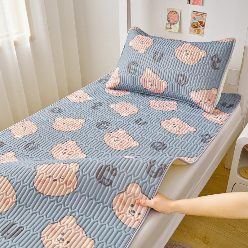 Picture of Class A latex mat three-piece set summer ice silk bed sheet bed hat foldable non-slip cooling soft mat air-conditioning mat