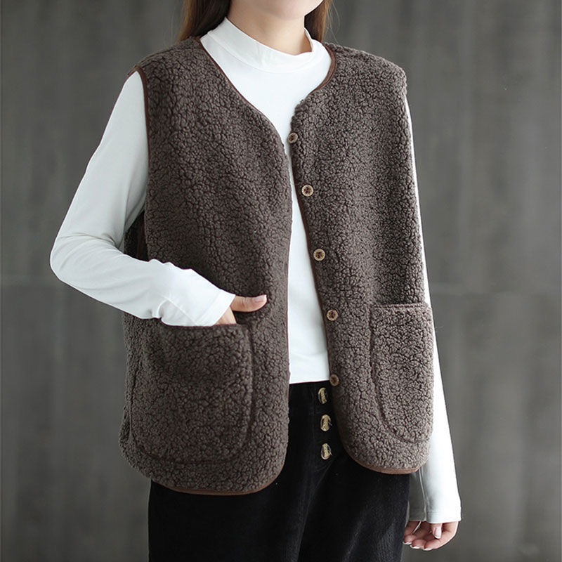 Lamb Plush Vest Women's Korean-style 2023 Fall/Winter New Fur One-piece All-match Loose Vest Small Chanel Style Coat