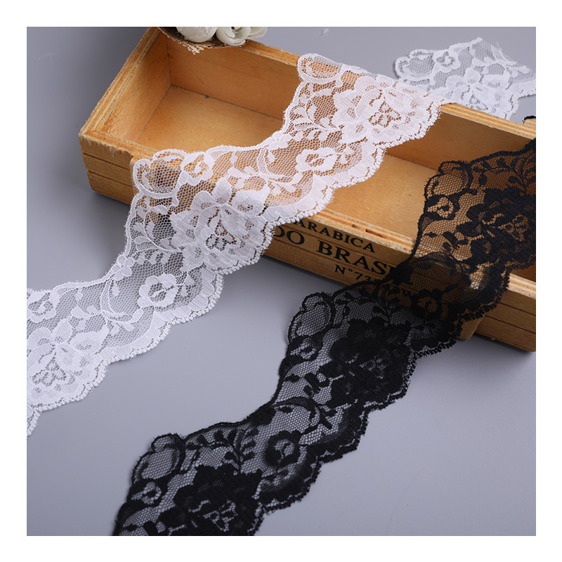 Women's underwear elastic wave lace black and white children's clothing trim-free chest cuff lace accessories