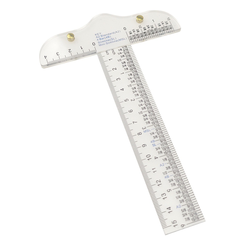 Transparent Acrylic T-Ruler 6-inch Double Measurement Scale Reference Ruler Hand-painted Flat Puzzle Side Ruler