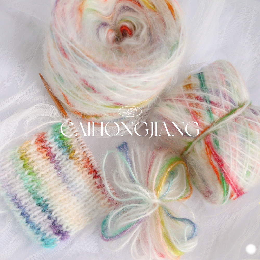 Colorful spray wool yarn cashmere wool color point mahair hand woven scarf sweater 100g wholesale