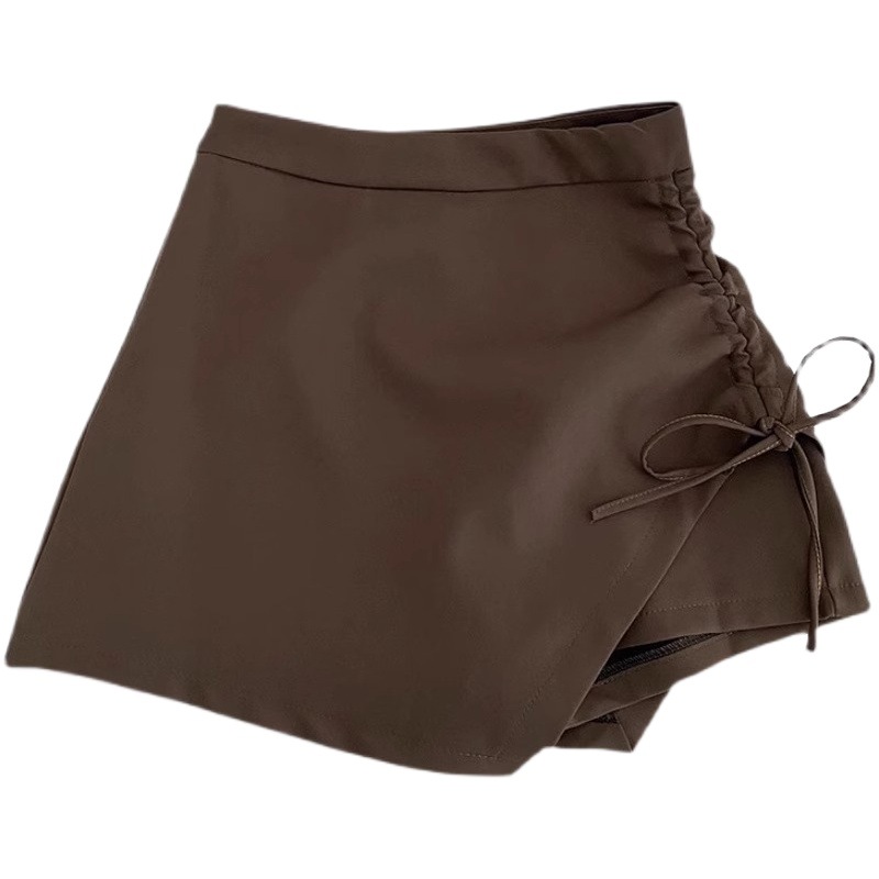 Women's Skirt Spring 2024 New Design Pleated Drawstring High Waist Slimming A- line Korean Hip Short Skirt
