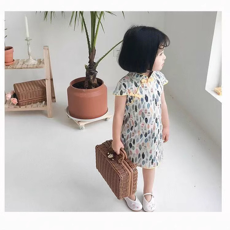 Picture of Girls Cheongsam Children Cheongsam Summer Little Girl Cheongsam Dress Chinese Style Retro Dress Baby Girl Princess Dress