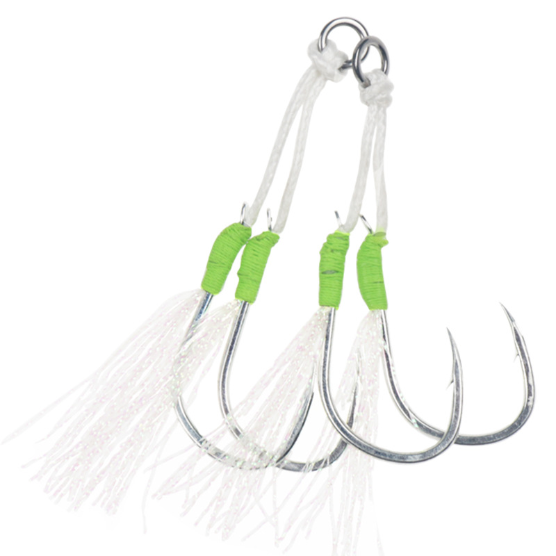 New slow swing iron hook Black Diamond iron hook double hook sea fishing hook boat fishing lure fish wire with barbed blood groove hook red sweet