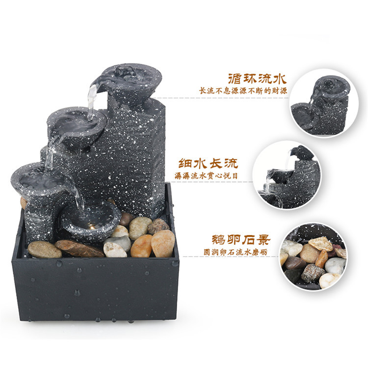 Picture of Living Room Home Office Desktop Small Fountain to Attract Wealth and Flowing Water Ornaments Landscape Decorations Craft Gifts