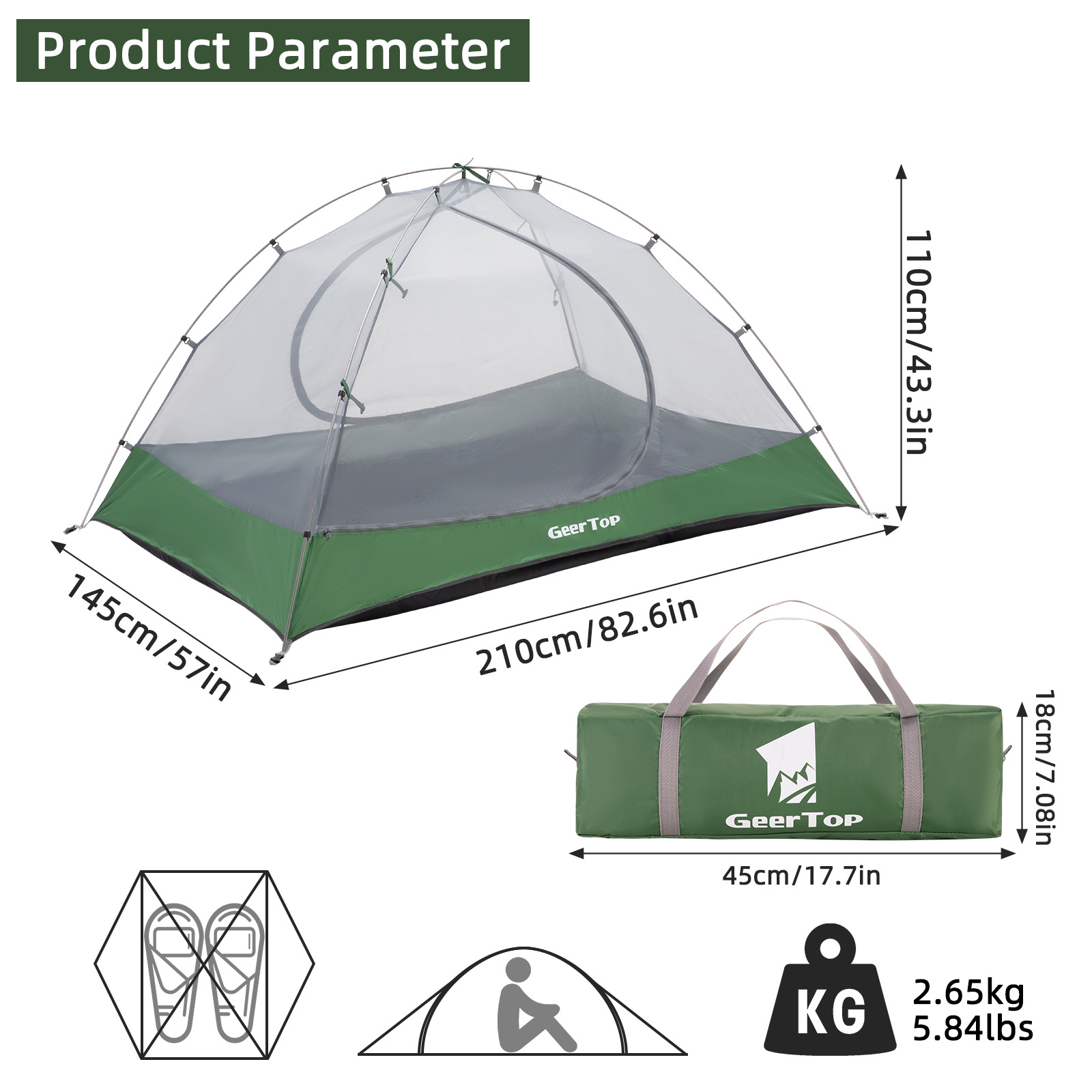 Picture of Camping Tent Double Double Tent Sunscreen Outdoor Tent Anti-Rainstorm Hiking Tent Two-in-One