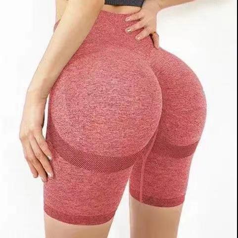 Picture of Yoga Shorts Cross-border Smiley Fitness Five-point High Waist Breathable Elastic Peach Hip Tight Quick-drying Yoga Pants for Women