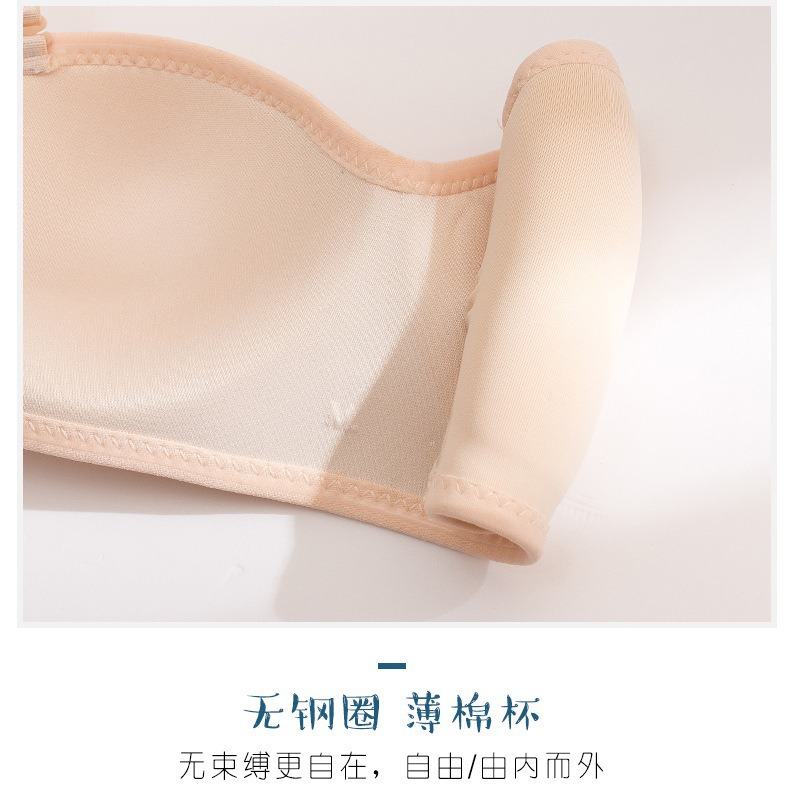 Picture of Cross-border Non-slip Strapless Small Chest Gathering Underwear Beautiful Back Tube-wrap Chest Summer Thin Cup Thin Shoulder Strap Traceless Bra