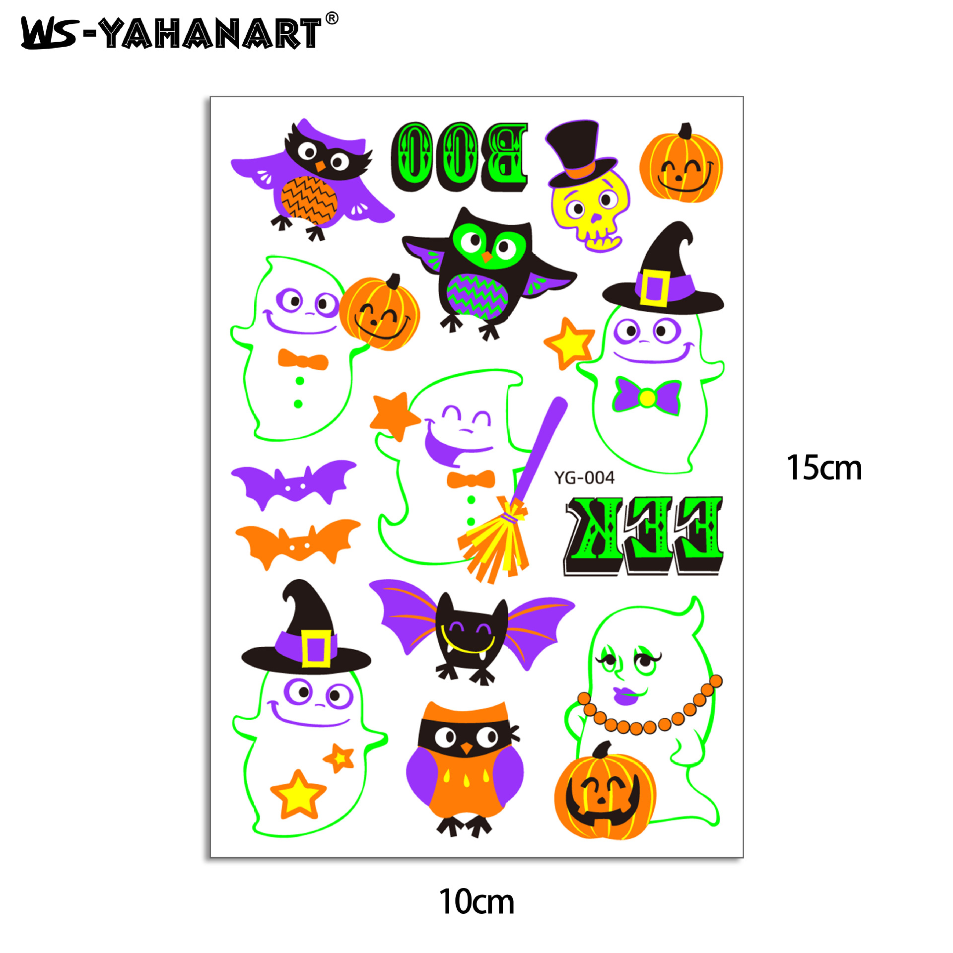 Picture of New Halloween Ghost Festival Fluorescent Cartoon Tattoo Sticker Environmentally Friendly Face Glowing Pumpkin Children's Tattoo Sticker