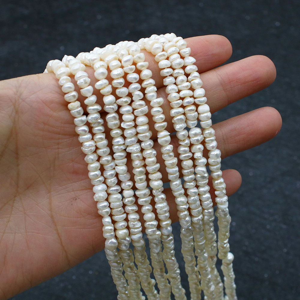 Picture of Natural Freshwater Pearl Scattered Beads 3-4mm Irregular Flat Beads Polished Straight Beads DIY Bracelet Necklace
