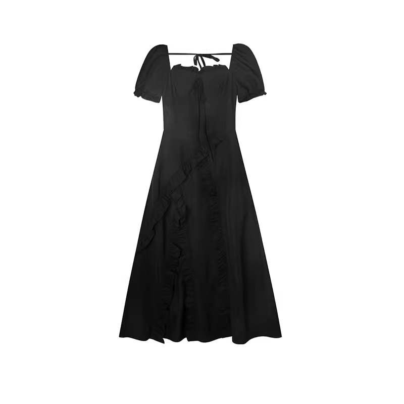 Picture of French Hepburn Style Black dress Women's Summer Xiazhong Design Irregular Split Skirt Slim-fit Skirt