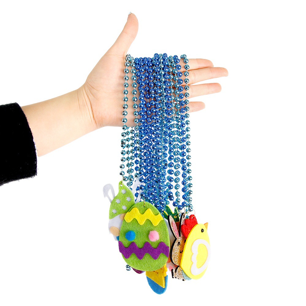 Cross-border New European and American Easter Necklace Children's Spring Family Party Dress-up Rabbit Egg Electroplated Bead Chain