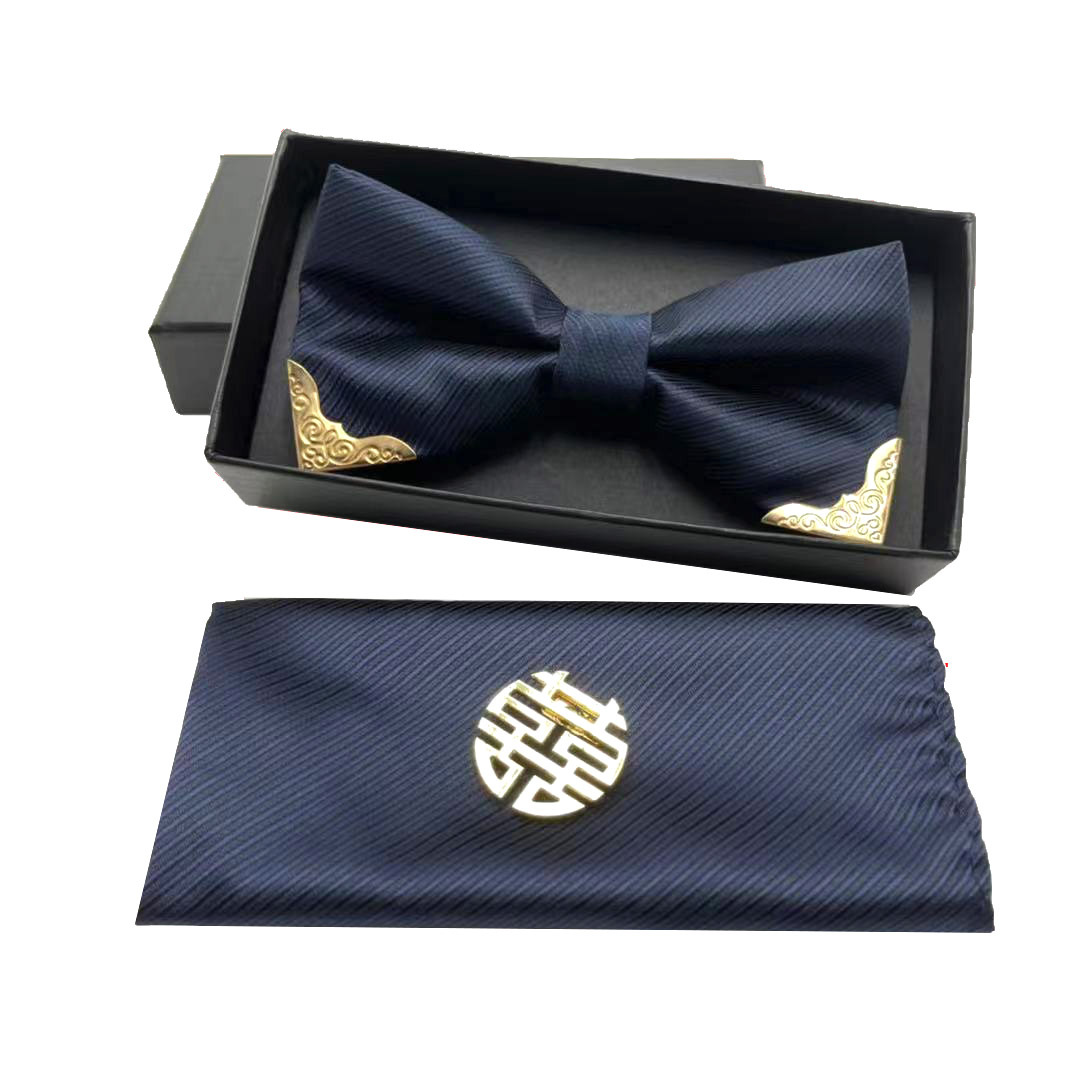 Picture of High-end wedding wedding bridegroom best man wine red British bow solid color men's bow tie formal suit trend