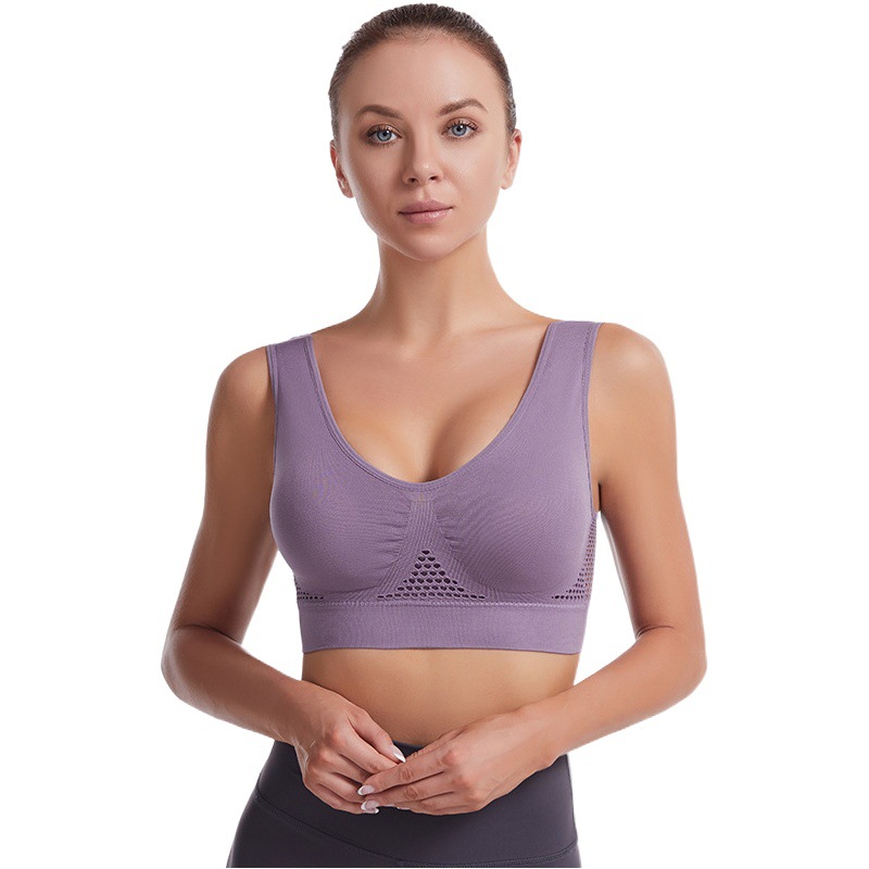 Sport bra Yoga Sports Underwear Hollow Mesh Breathable plus size Non-rims Sports Bra Vest for Women