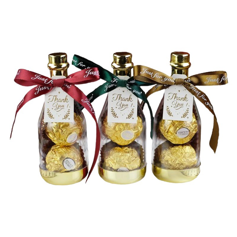 Large Creative Personalized Wedding Candy Box Wedding 24 New Wedding Candy Box Transparent Champagne Bottle Plastic Wine Bottle Small Sugar Box