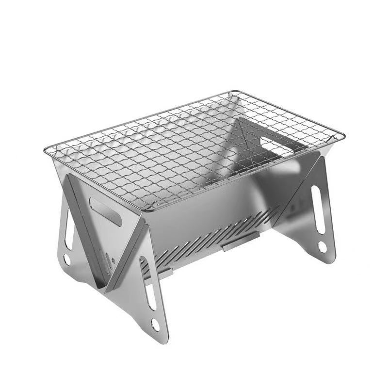 Picture of Outdoor Foldable Card Stove Stainless Steel Fire Pit Grill Wood Stove Camping Supplies Portable Charcoal Stove