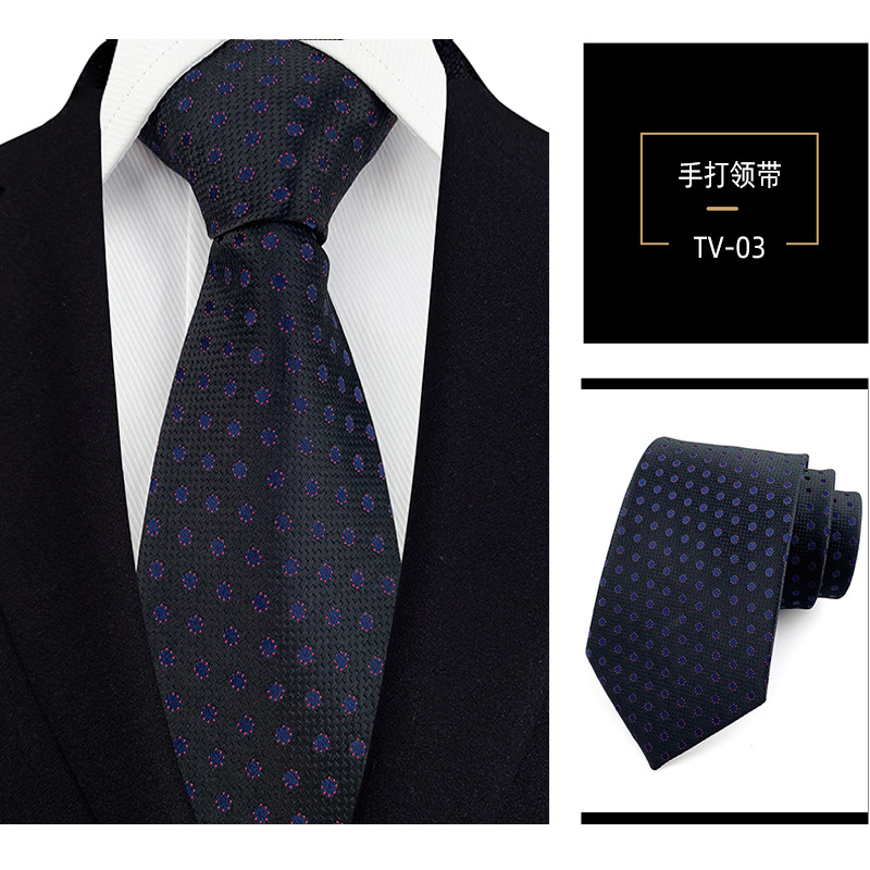 Picture of Men's Tie 8cm Hand Tie Polyester Professional Dress Interview Striped Tie Men's Red Bridegroom Wedding Tie
