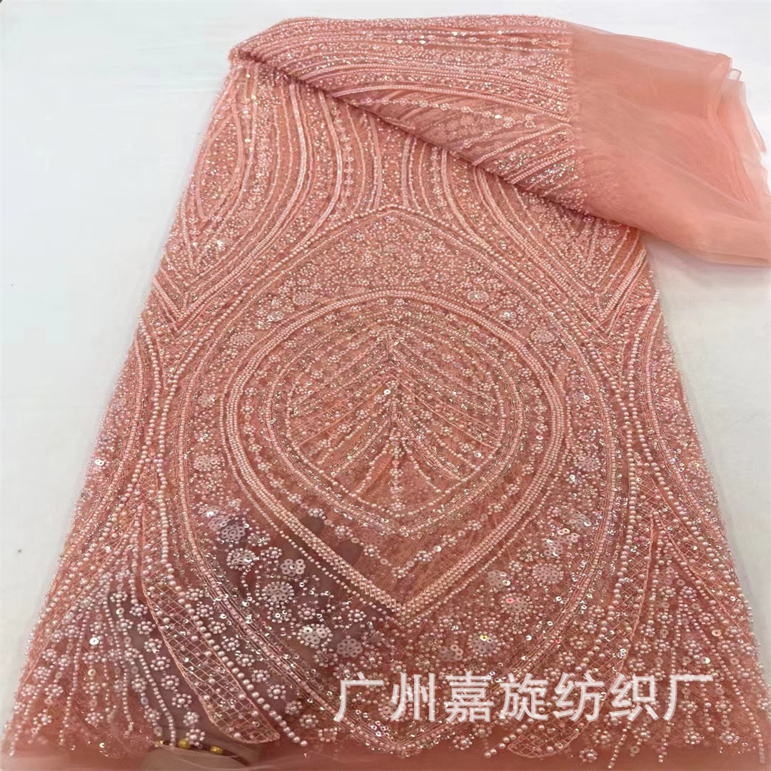 2024 new large flower bead bead fabric heavy industry European wedding dress bridesmaid dress fashion cloth JX4087