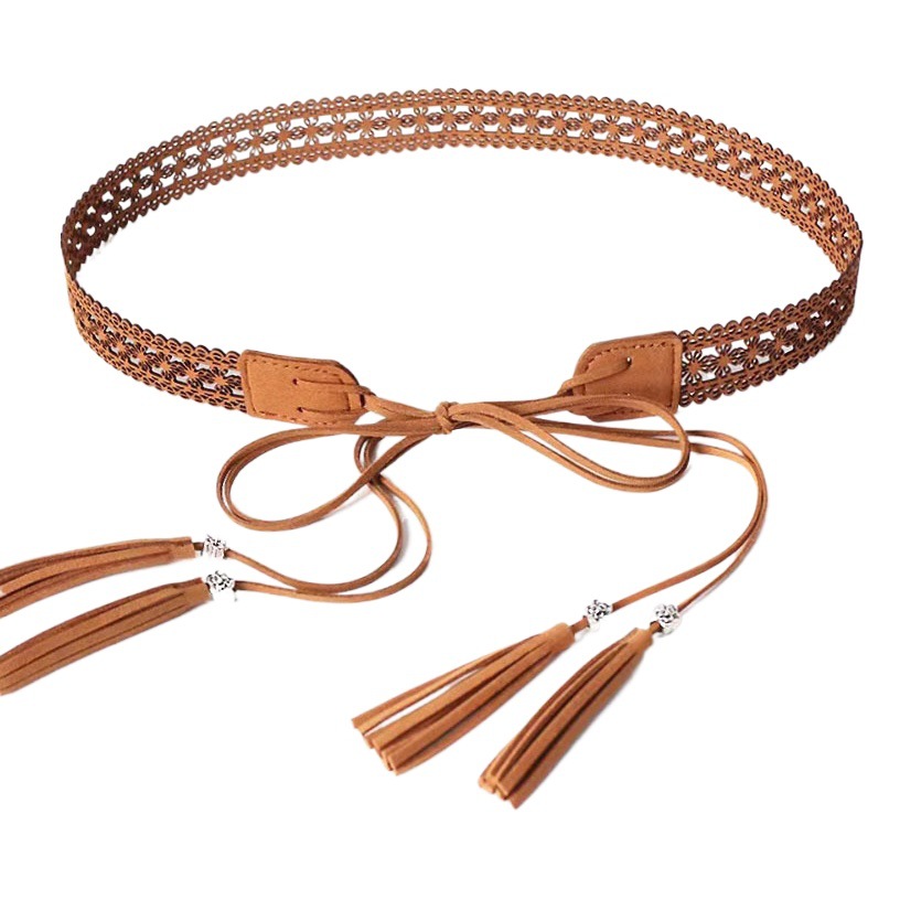 Woven Hollow Ethnic Belt New Bohemian Accessories Thin Belt with Skirt Ins High-end All-match