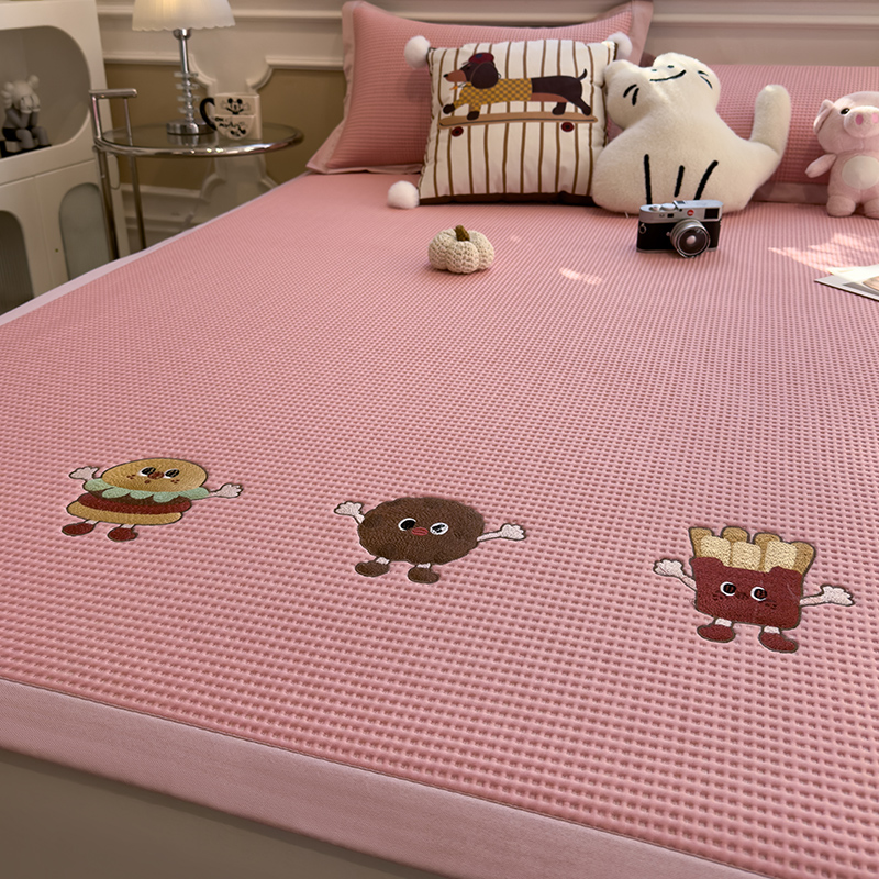 Picture of Summer 100% Polyester Ice Bean Mat Three-Piece Set Ice Silk Mat Fitted Sheet Air-Conditioned Soft Mat Type a Maternal and Infant Grade