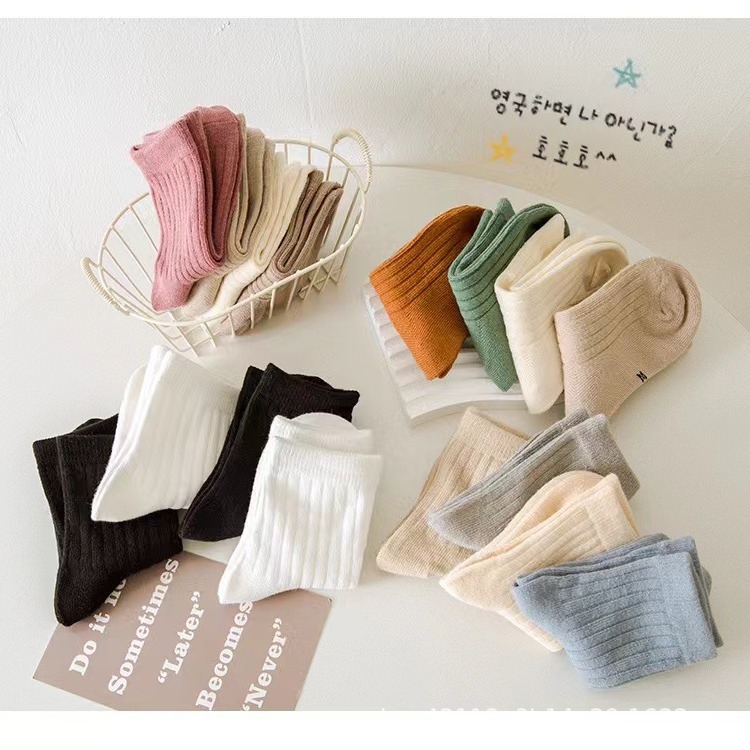 Picture of Children's socks spring and autumn Class A cotton boys' and girls' socks Korean style solid color baby mid-calf socks autumn medium and large children's fashion
