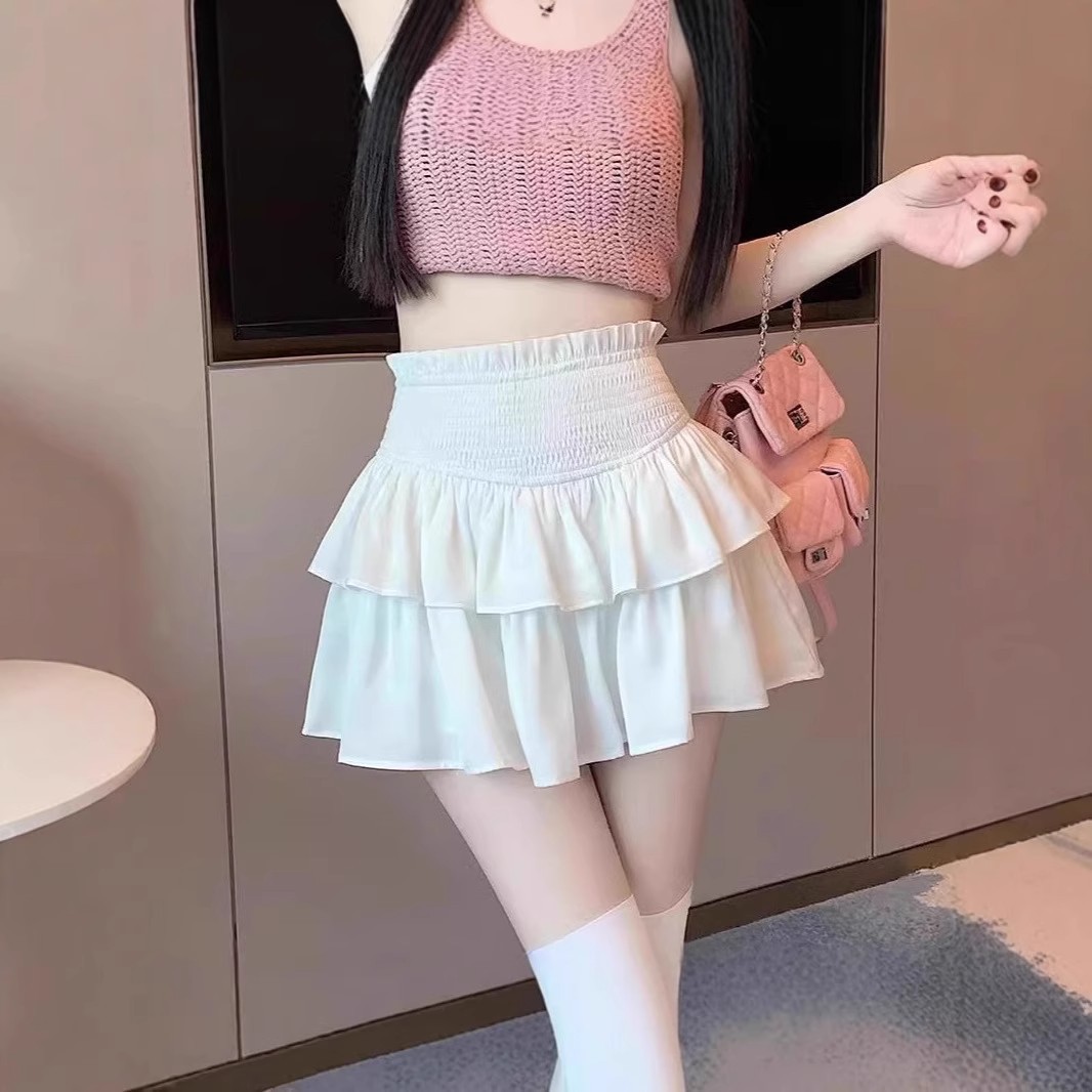 Sweet puffy skirt, white spring and summer cake, A-line skirt, high-waisted slimming plus size 2025 female ballet new style
