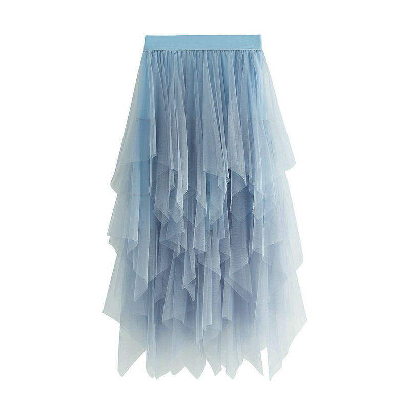 Picture of Irregular Mesh Skirt Women's Mid-length 2025 Spring New Veil Skirt High Waist All-match Slimming Skirt