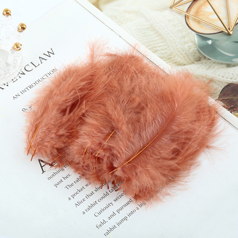 Picture of Feather decoration color turkey feather pointed tail velvet dream catcher net material wave ball gift box filler shooting props