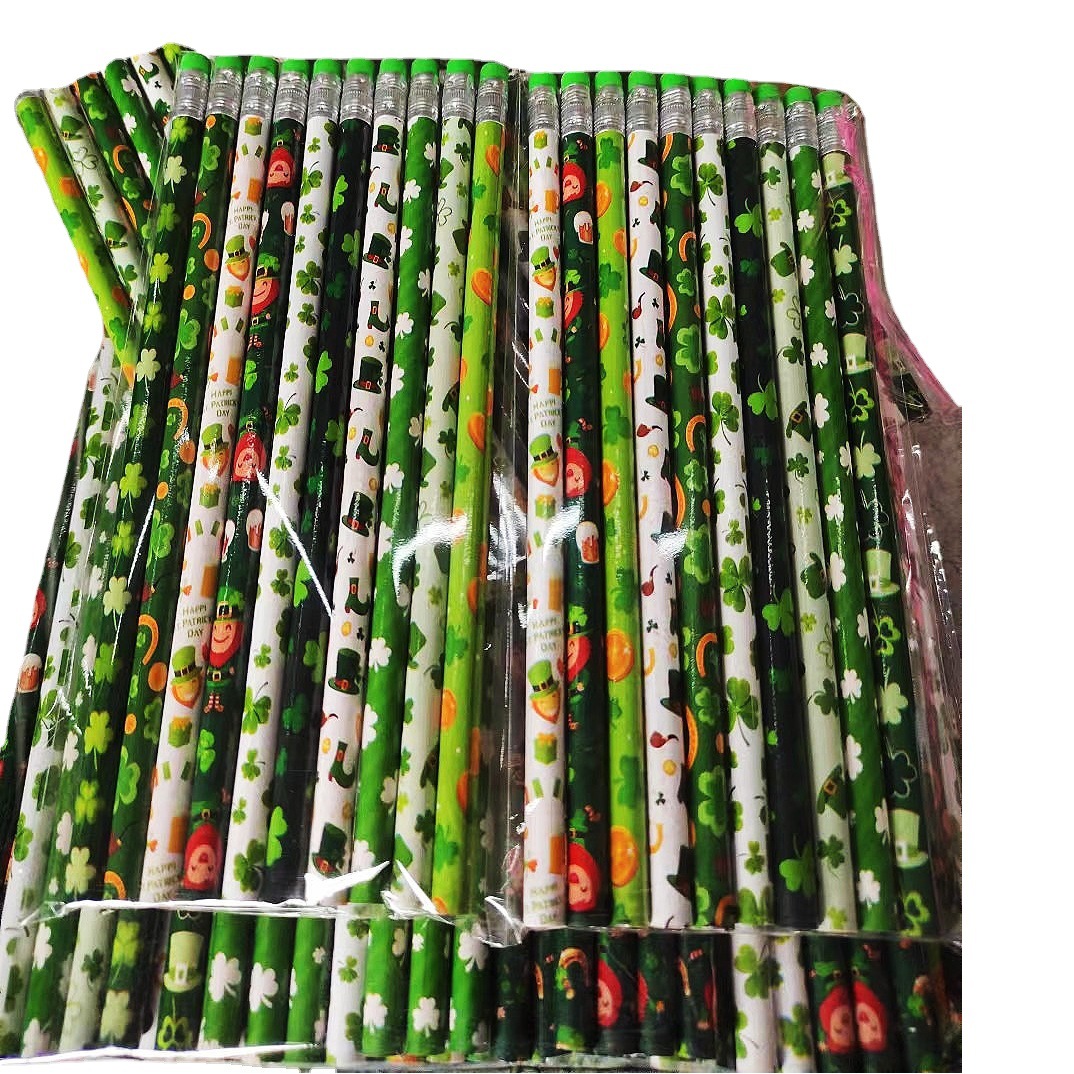 Irish scenery style pen green environmental protection Series theme pen cartoon character pen four-color printing pattern imposition