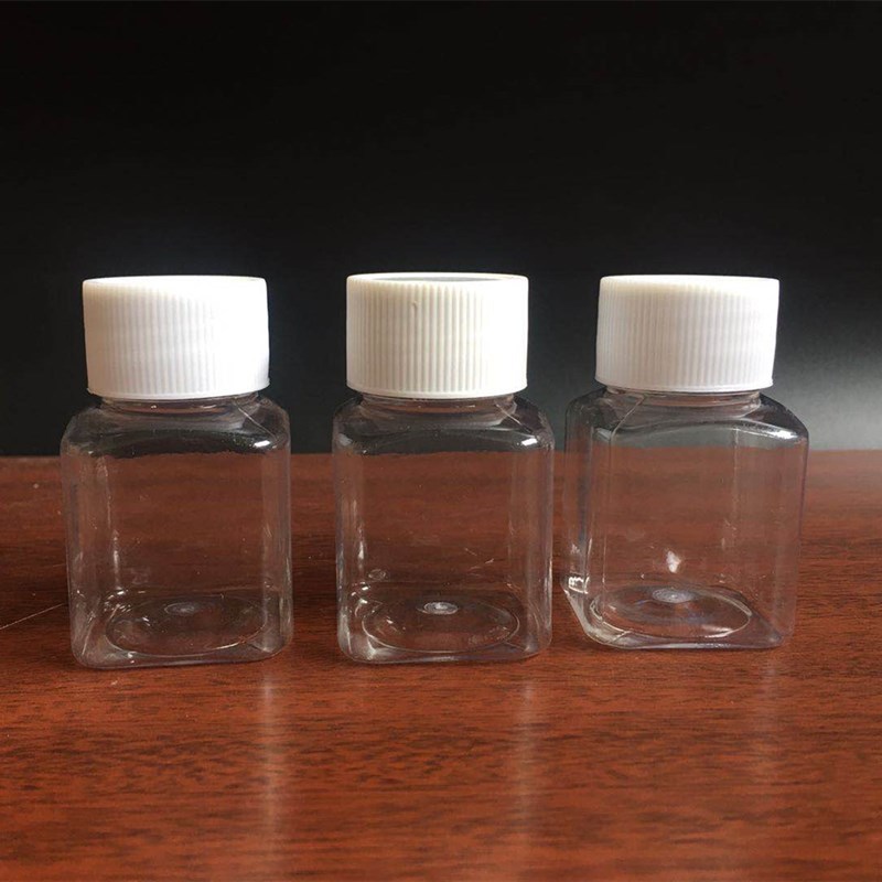 Spot 30 50 80ml transparent plastic bottle square large mouth bottle liquid sub-packaging wide mouth sample bottle with lid